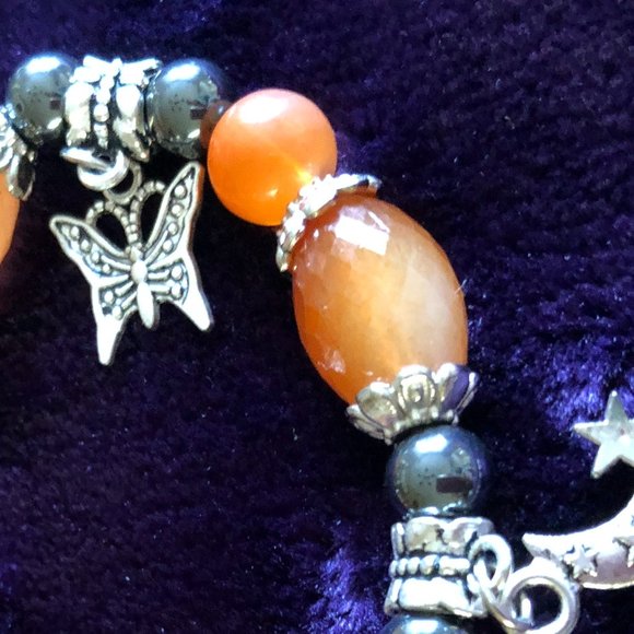 Faux Crystals & Beads Adjustable Charms Bracelet. - Picture 3 of 6